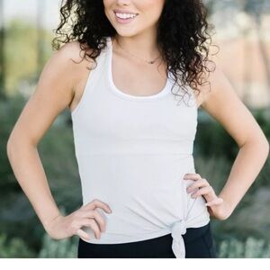 Zyia Active Knot Just A Cute Tank Top Size M Gray Tie Front Racerback Shirt